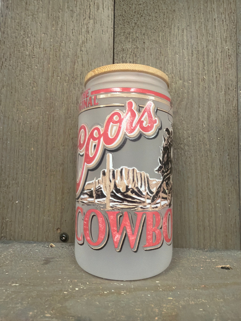 16oz Coors Cowboy glass coffee cup