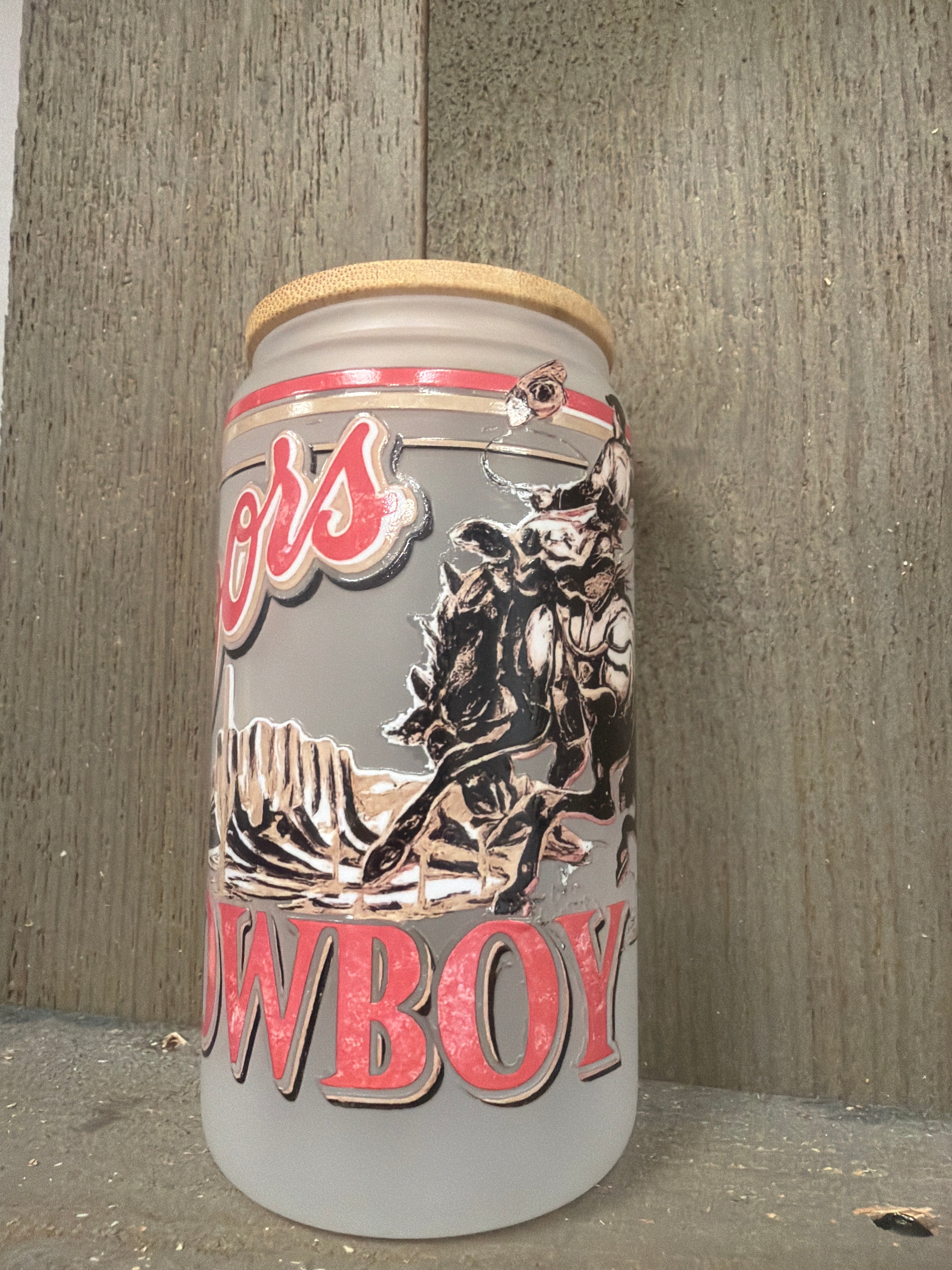 16oz Coors Cowboy glass coffee cup