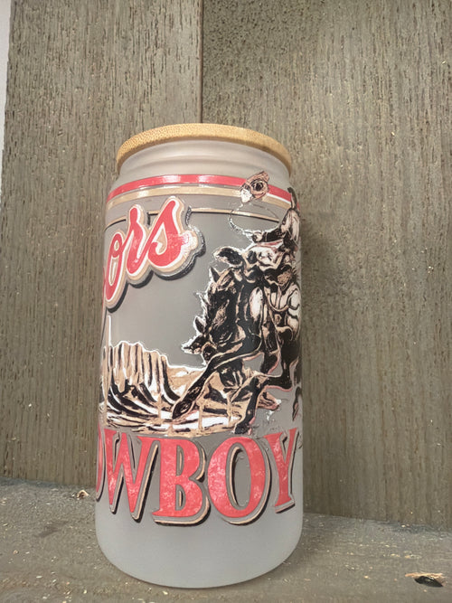 16oz Coors Cowboy glass coffee cup