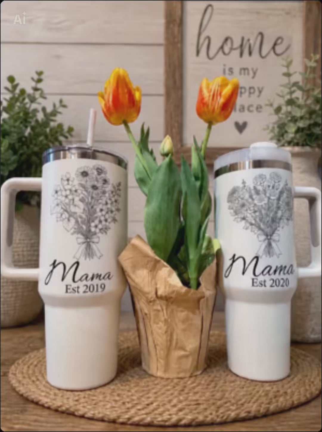 Custom Mother’s Day bouquet tumblers